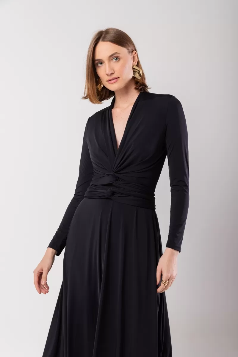 Hidrogênio - BLACK WIPED MIDI DRESS - 19974001