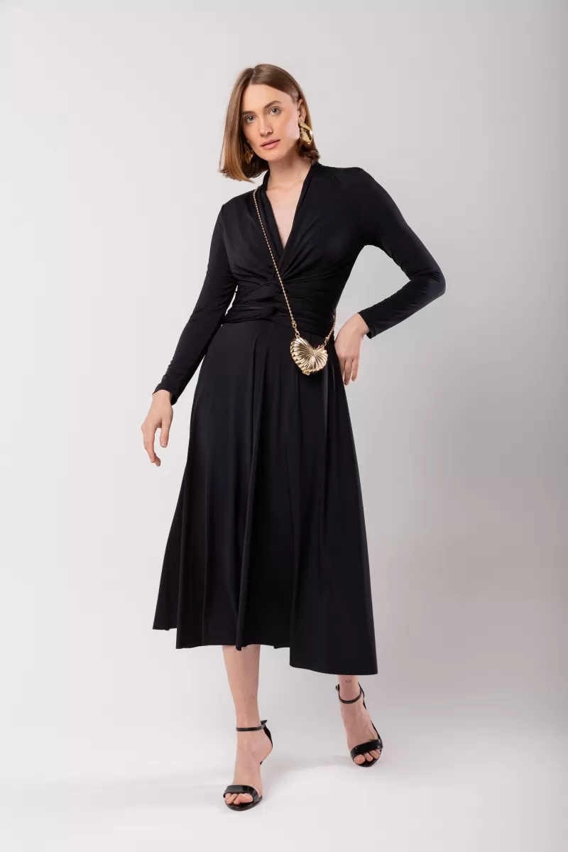 Hidrogênio - BLACK WIPED MIDI DRESS - 19974001