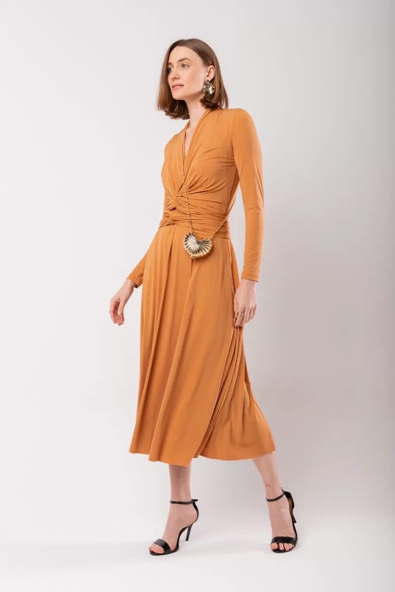 Hidrogênio - CAMEL WRAPPED MIDI DRESS - 19974039