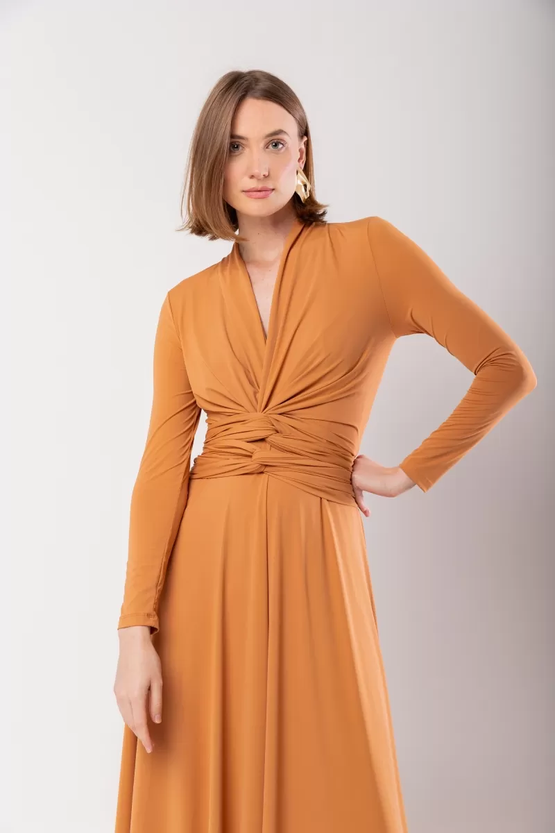 Hidrogênio - CAMEL WRAPPED MIDI DRESS - 19974039