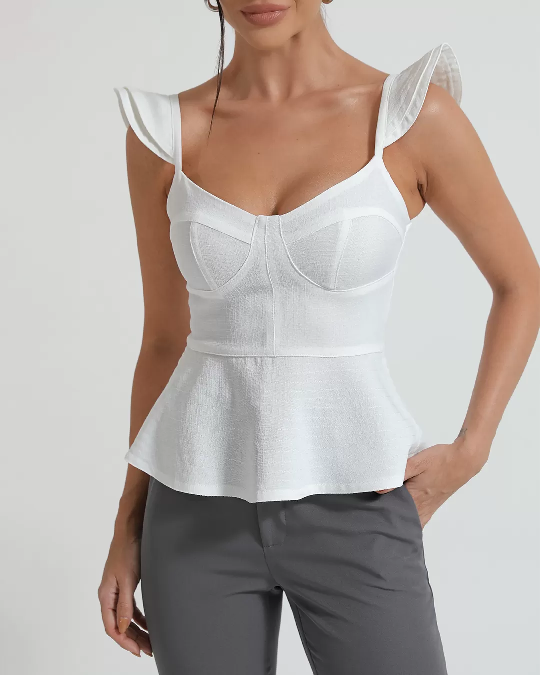 Dot Clothing - Blusa Dot Clothing Peplum Offwhite - 2264OFF