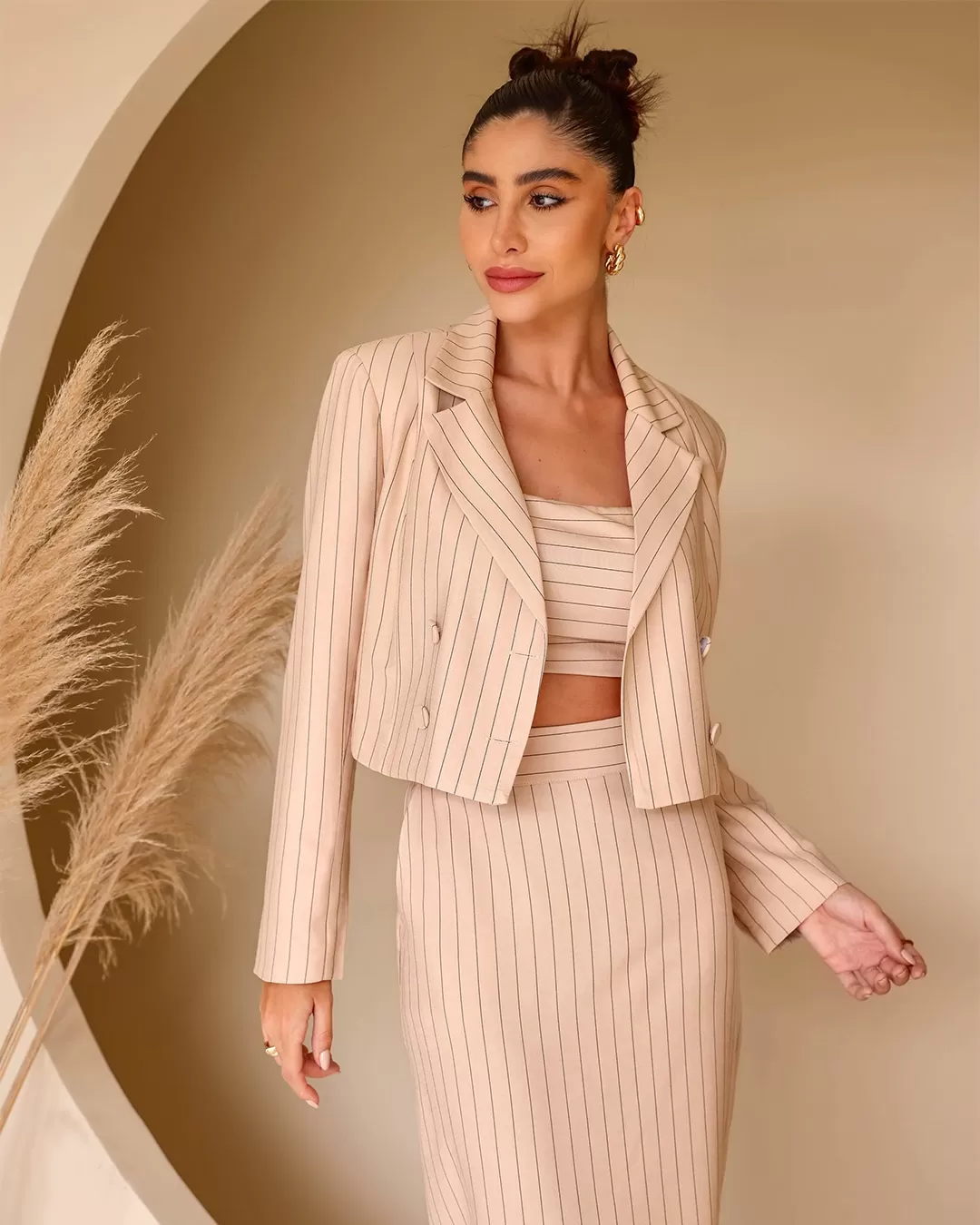 Dot Clothing - Spencer Dot Clothing Risca de Giz Bege - 2203BEGE