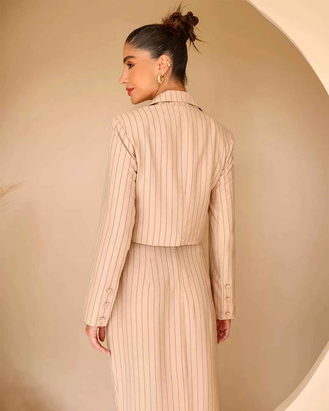 Dot Clothing - Spencer Dot Clothing Risca de Giz Bege - 2203BEGE