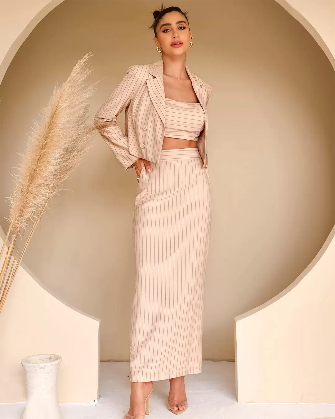 Dot Clothing - Spencer Dot Clothing Risca de Giz Bege - 2203BEGE