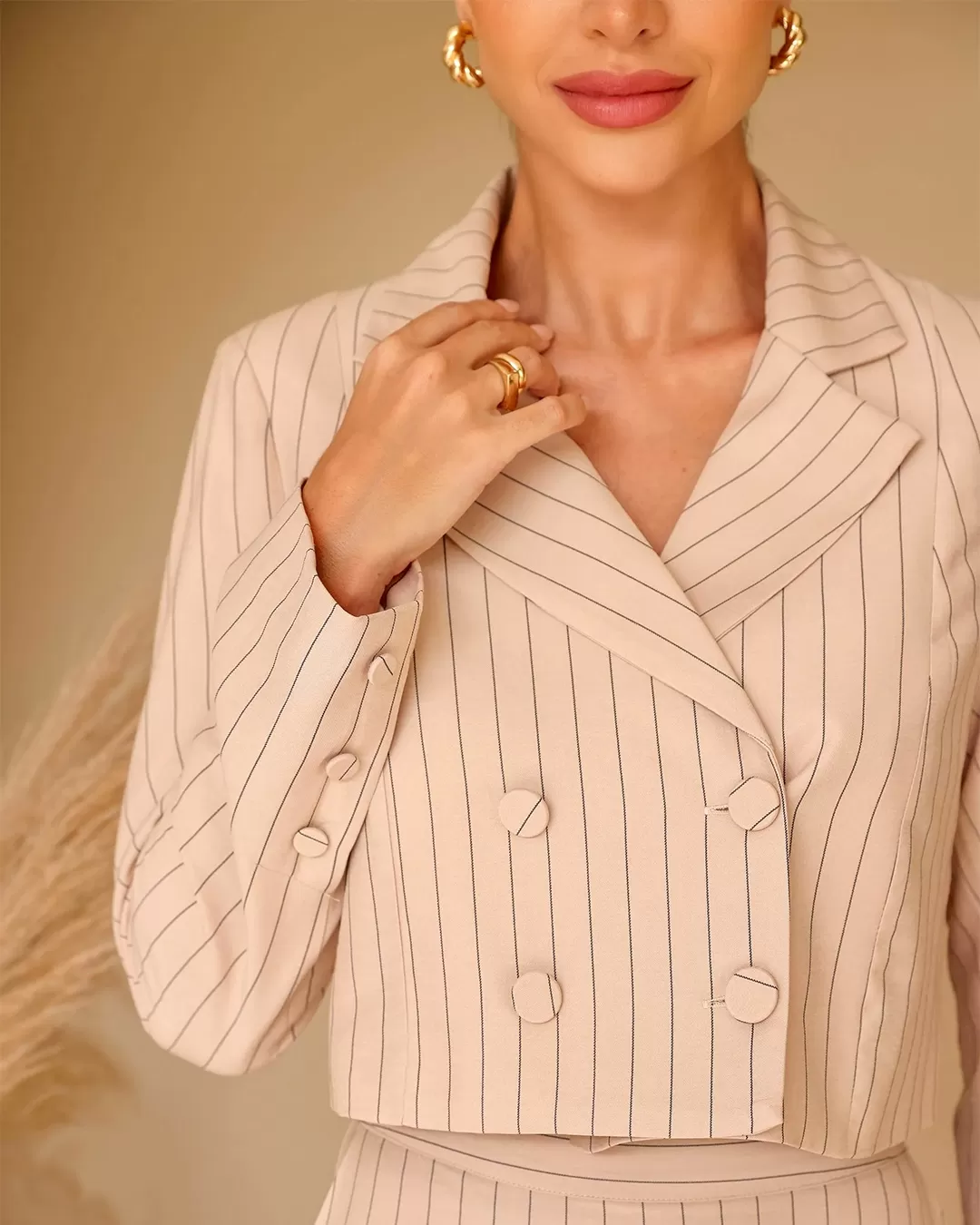 Dot Clothing - Spencer Dot Clothing Risca de Giz Bege - 2203BEGE