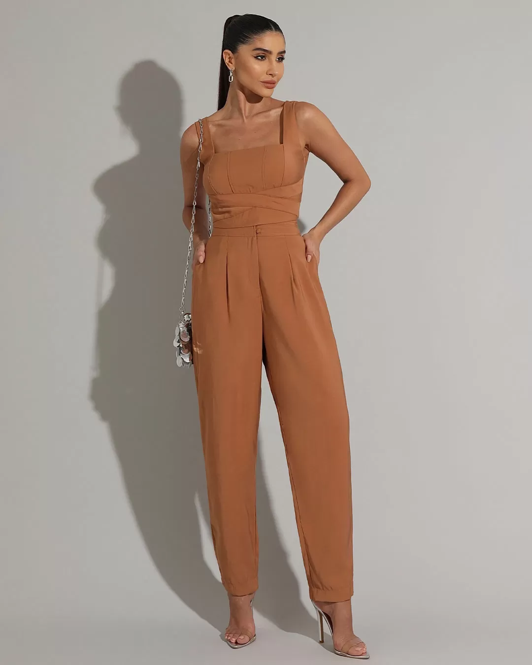 Miss Misses - Cropped Miss Misses Pesponto Caramelo - 54223CRMARROM