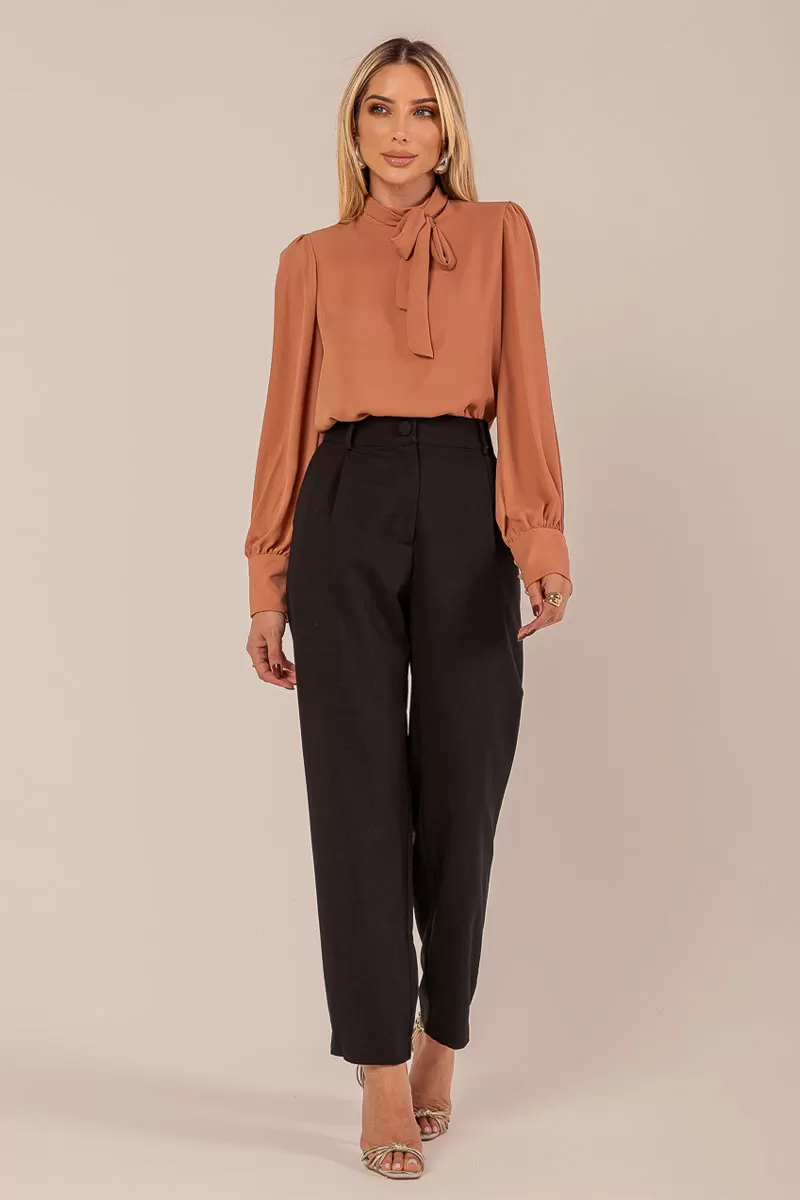 Miss Misses - Miss Misses Long Chiffon Lacing Caramel Shirt - 54265CARAMELO