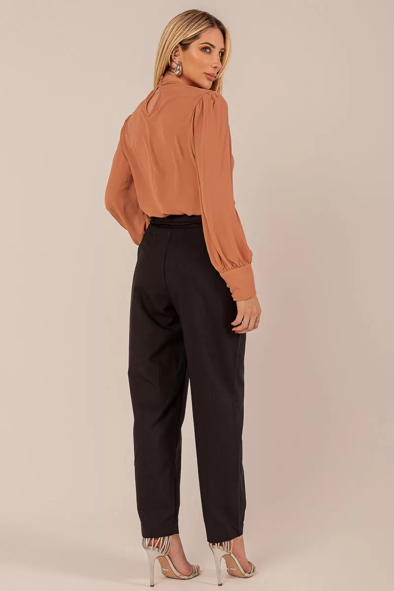 Miss Misses - Miss Misses Long Chiffon Lacing Caramel Shirt - 54265CARAMELO