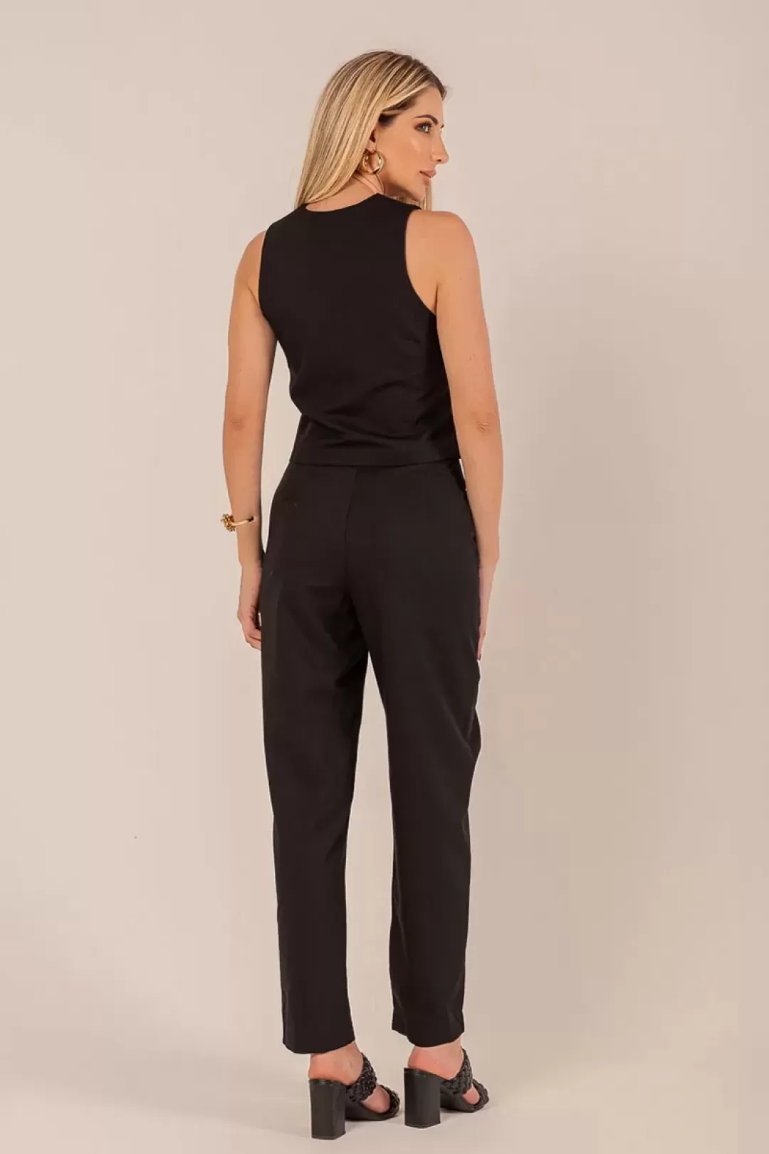 Miss Misses - Vest Miss Misses With Button and Fake Pocket Black - 80537PRETO