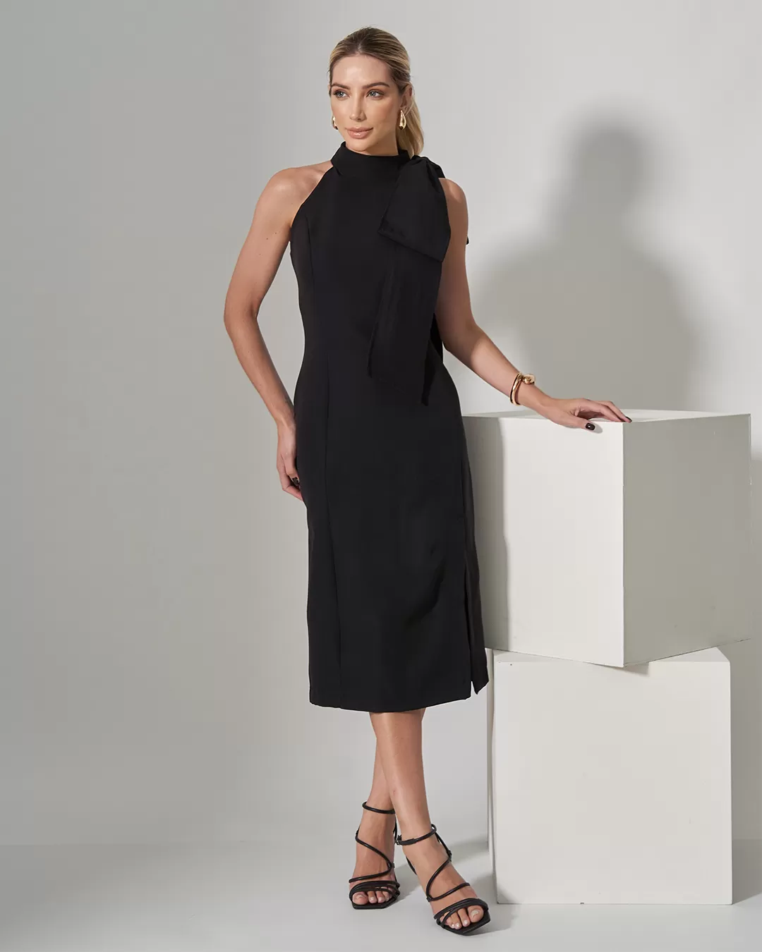 Miss Misses - Miss Misses Midi Dress With Black Bow - 80529PRETO