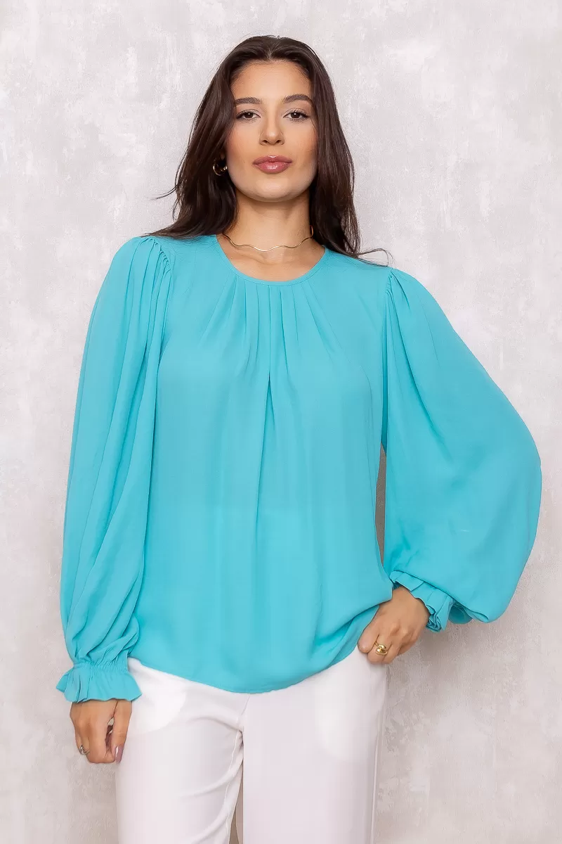 Innocence - Blusa Innocence Pregas Azul - 10689AZUL