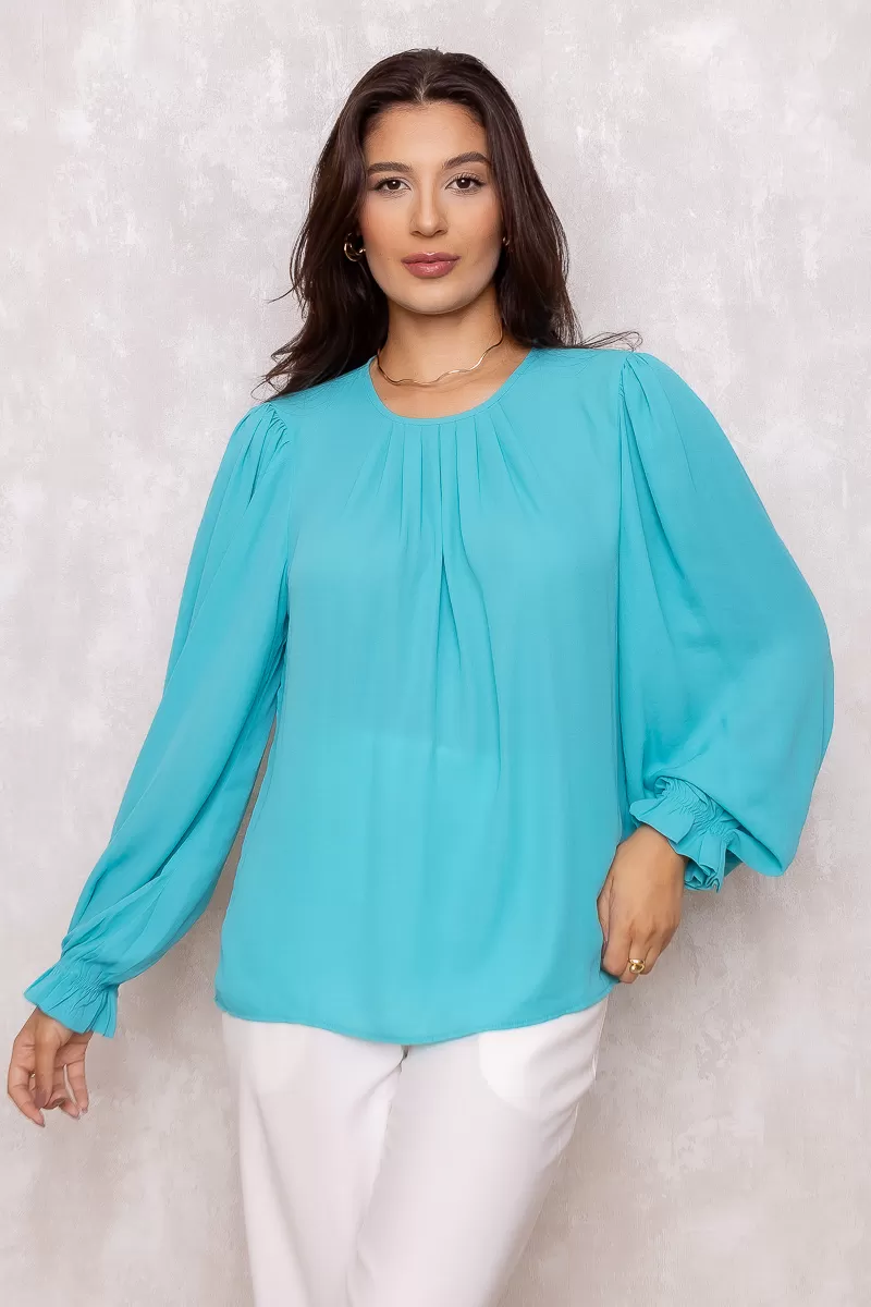 Innocence - Blusa Innocence Pregas Azul - 10689AZUL