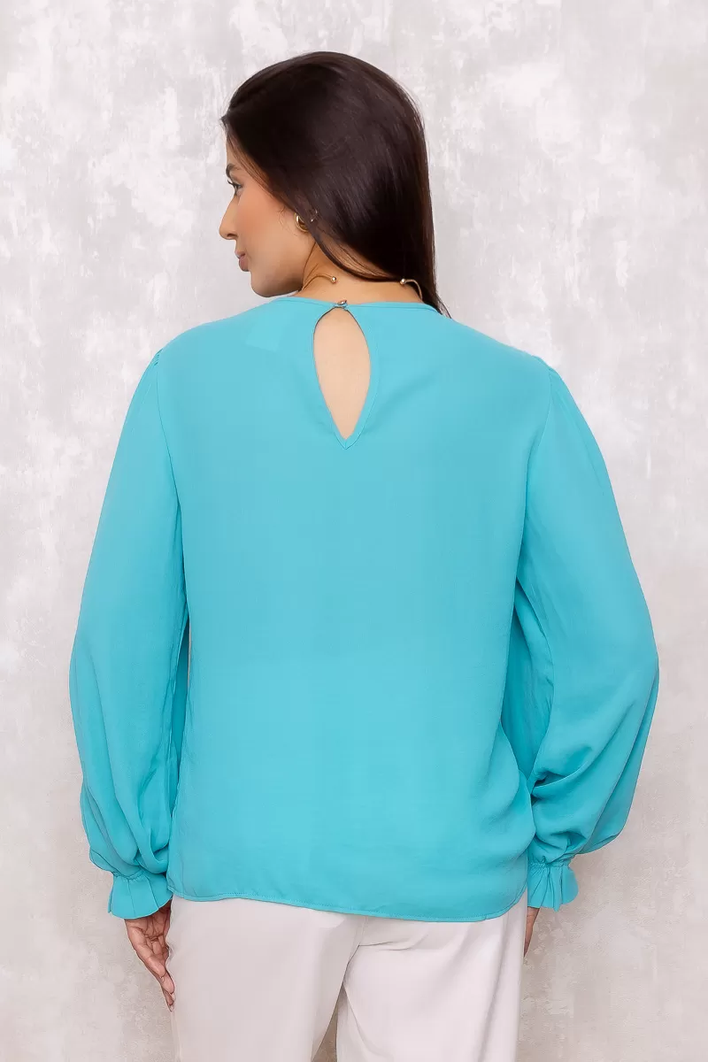 Innocence - Blusa Innocence Pregas Azul - 10689AZUL