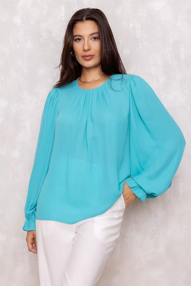 Innocence - Blusa Innocence Pregas Azul - 10689AZUL
