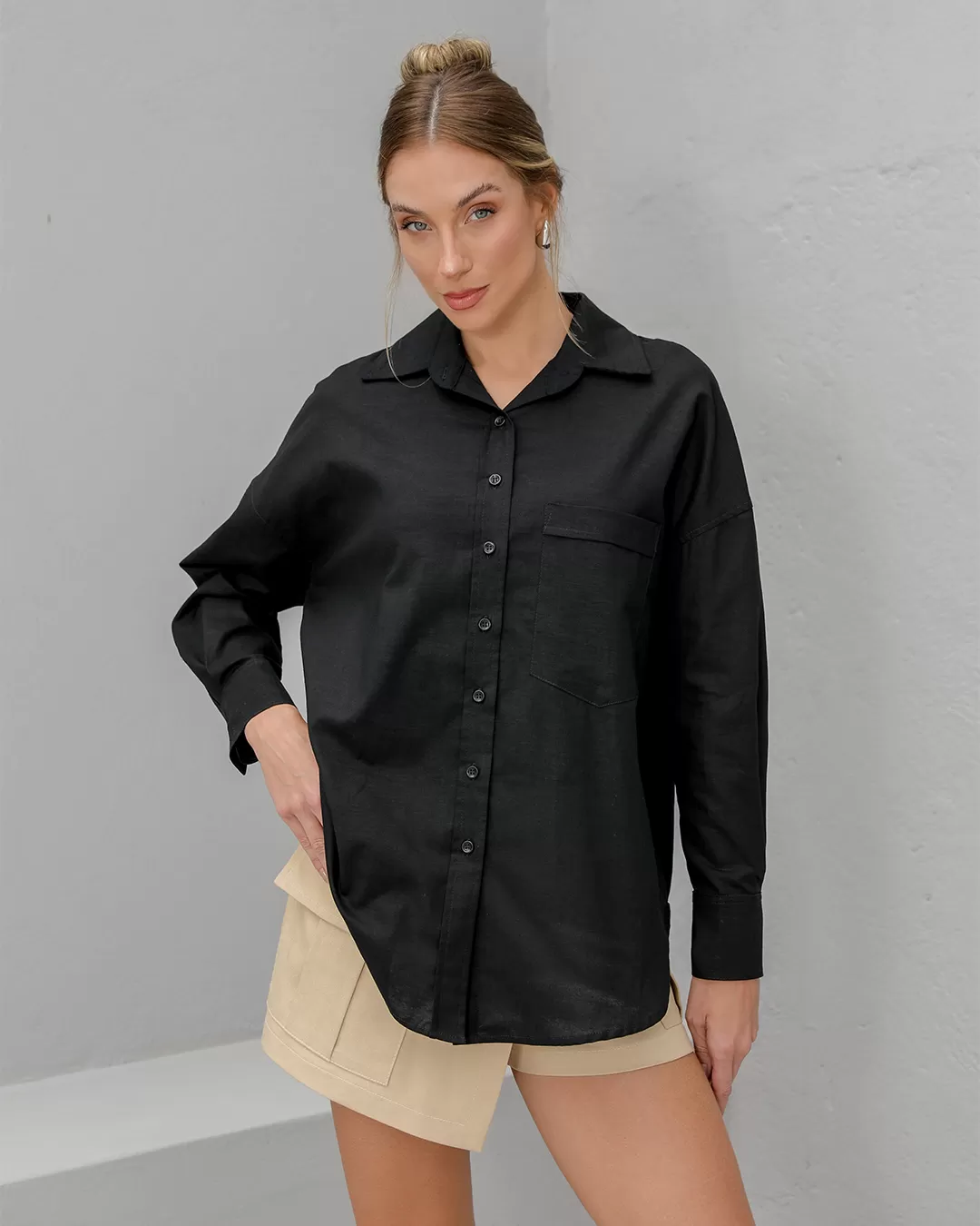 Dot Clothing - Camisa Dot Clothing Linho Preto - 2376PRETO