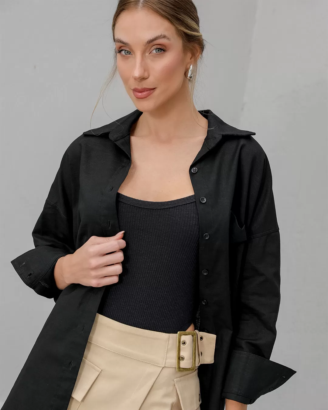 Dot Clothing - Camisa Dot Clothing Linho Preto - 2376PRETO