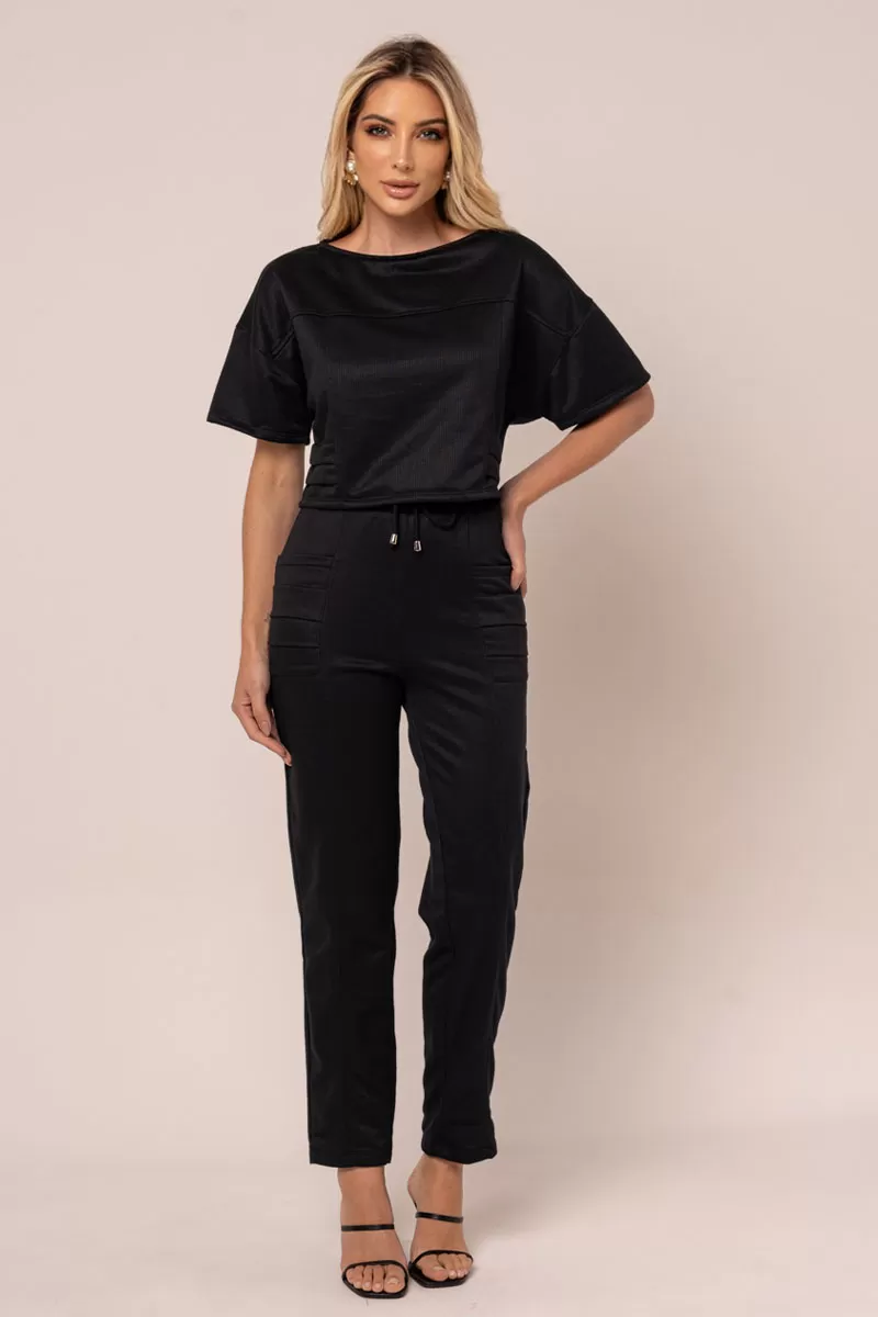 Miss Misses - Blusa Miss Misses Moletinho Manga Curta Preto - 54324001