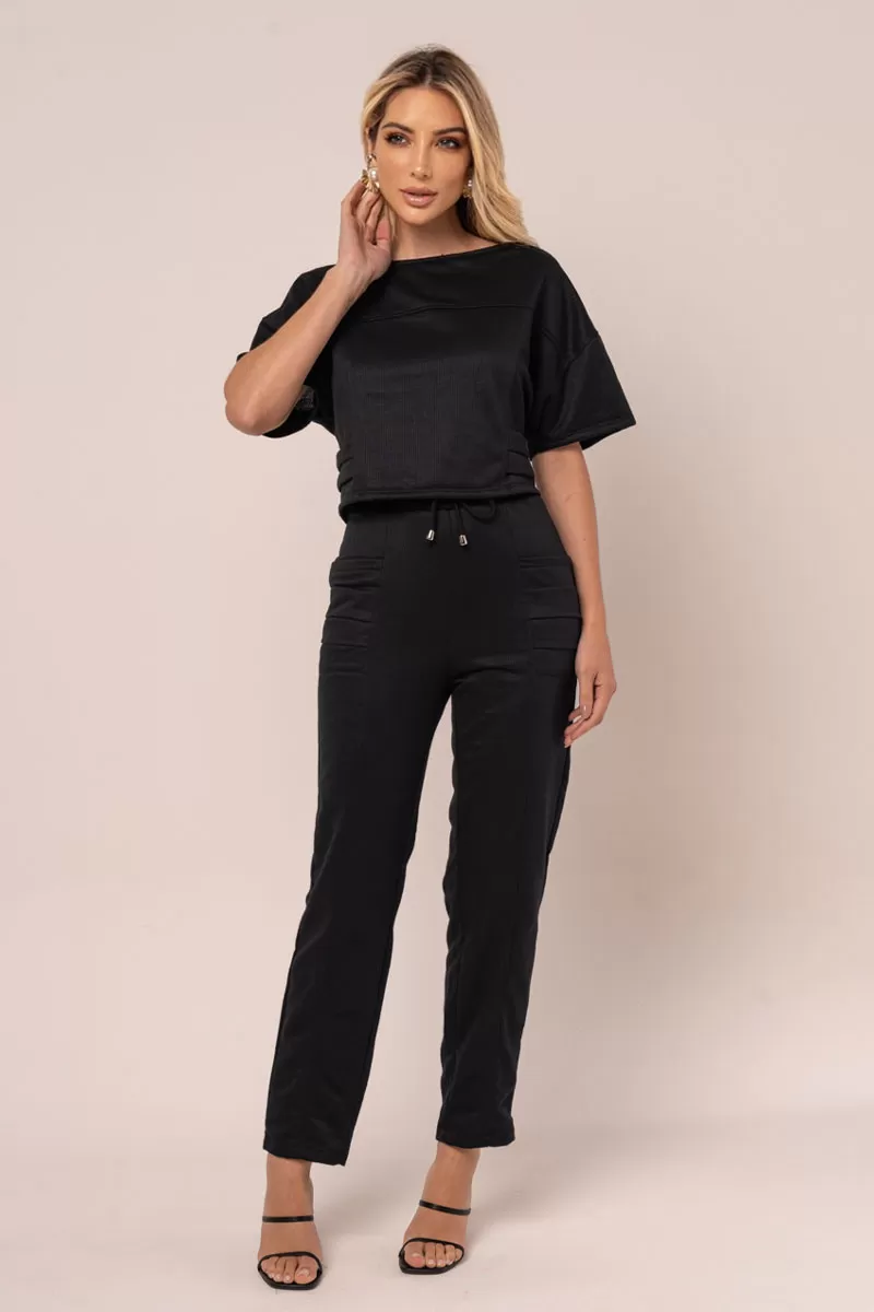 Miss Misses - Blusa Miss Misses Moletinho Manga Curta Preto - 54324001