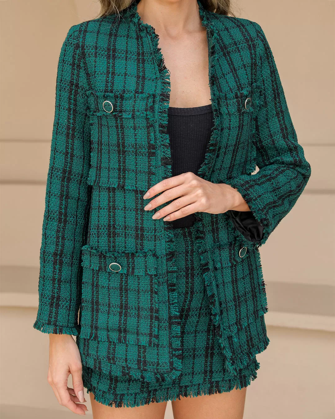 Dot Clothing - Set Dot Clothing Shorts and Green Tweedy Blazer - 2377VERDE