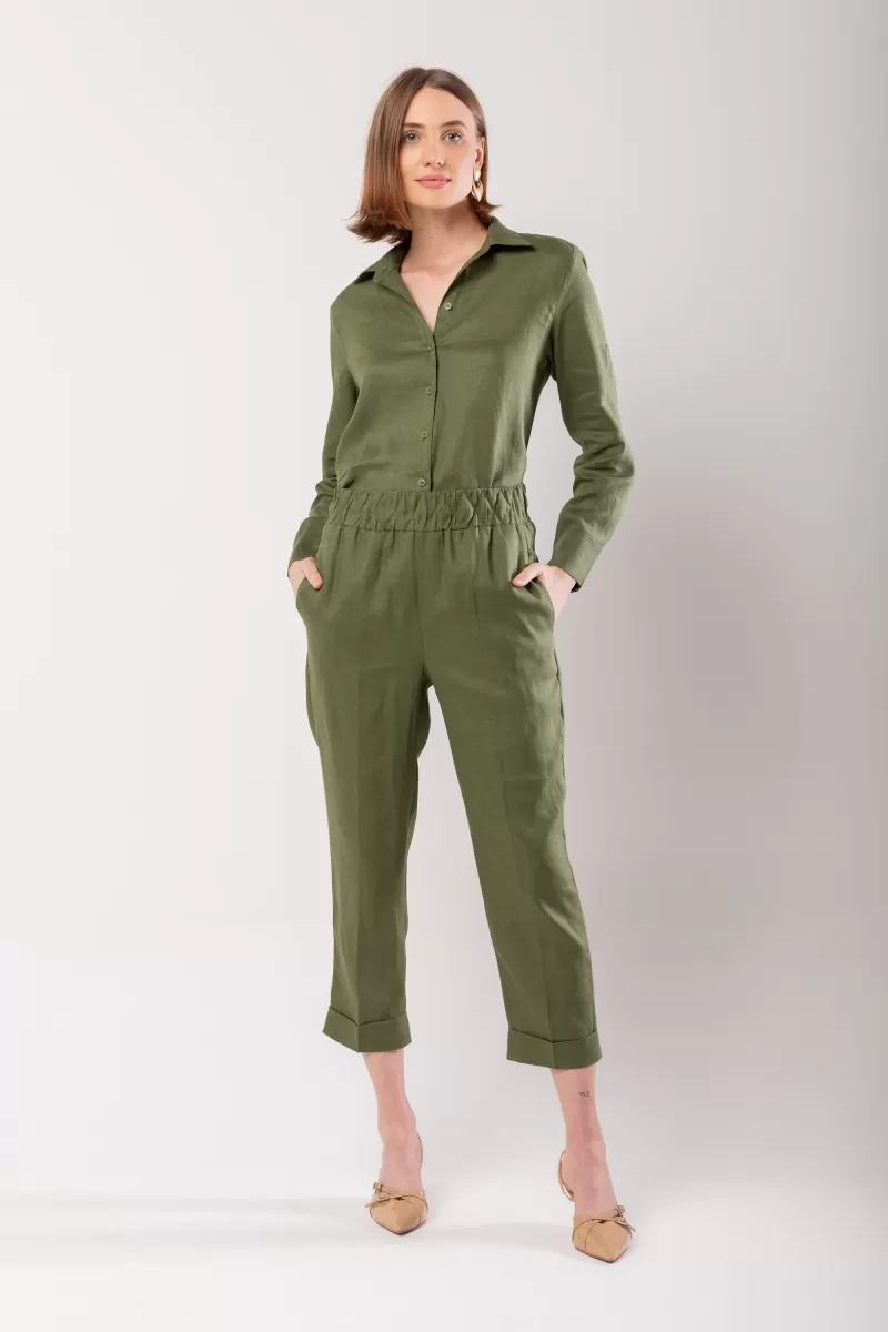 Hidrogênio - CALÇA CENOURA POLIANA LINHO 100% VERDE - 20060009