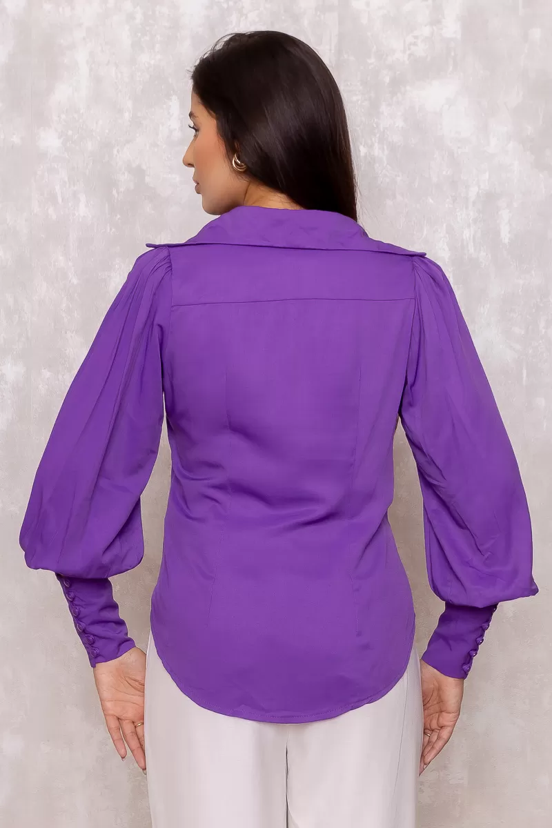 Dot Clothing - Camisa Dot Clothing Manga Longa Bufante Roxo - 1300ROXO