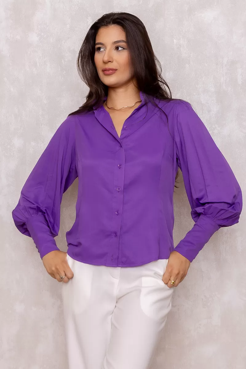 Dot Clothing - Camisa Dot Clothing Manga Longa Bufante Roxo - 1300ROXO