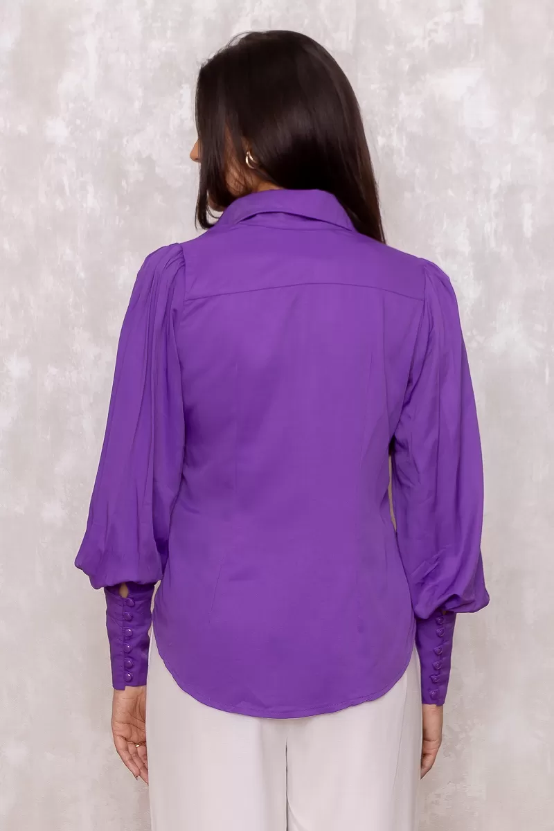Dot Clothing - Camisa Dot Clothing Manga Longa Bufante Roxo - 1300ROXO