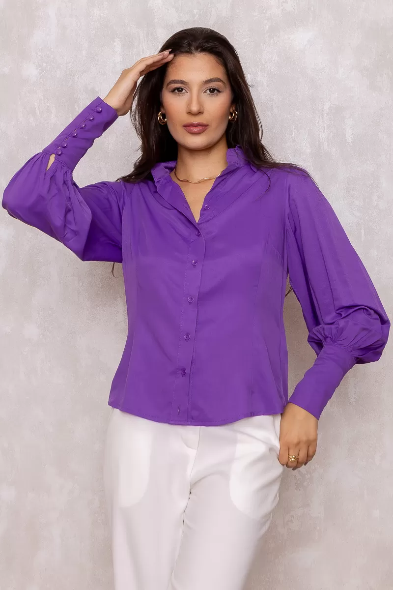 Dot Clothing - Camisa Dot Clothing Manga Longa Bufante Roxo - 1300ROXO