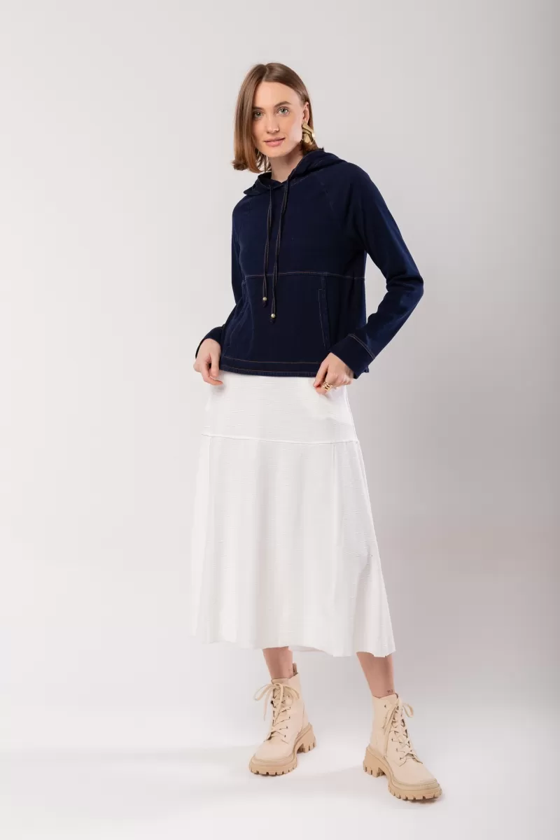 Hidrogênio - BLUSA C/ CAPUZ DE MALHA DENIM JEANS - 20043042