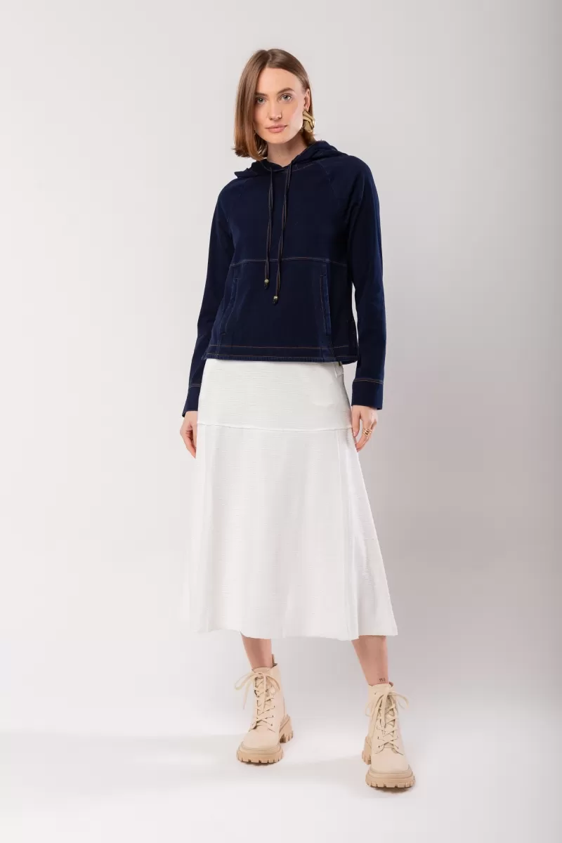 Hidrogênio - BLUSA C/ CAPUZ DE MALHA DENIM JEANS - 20043042