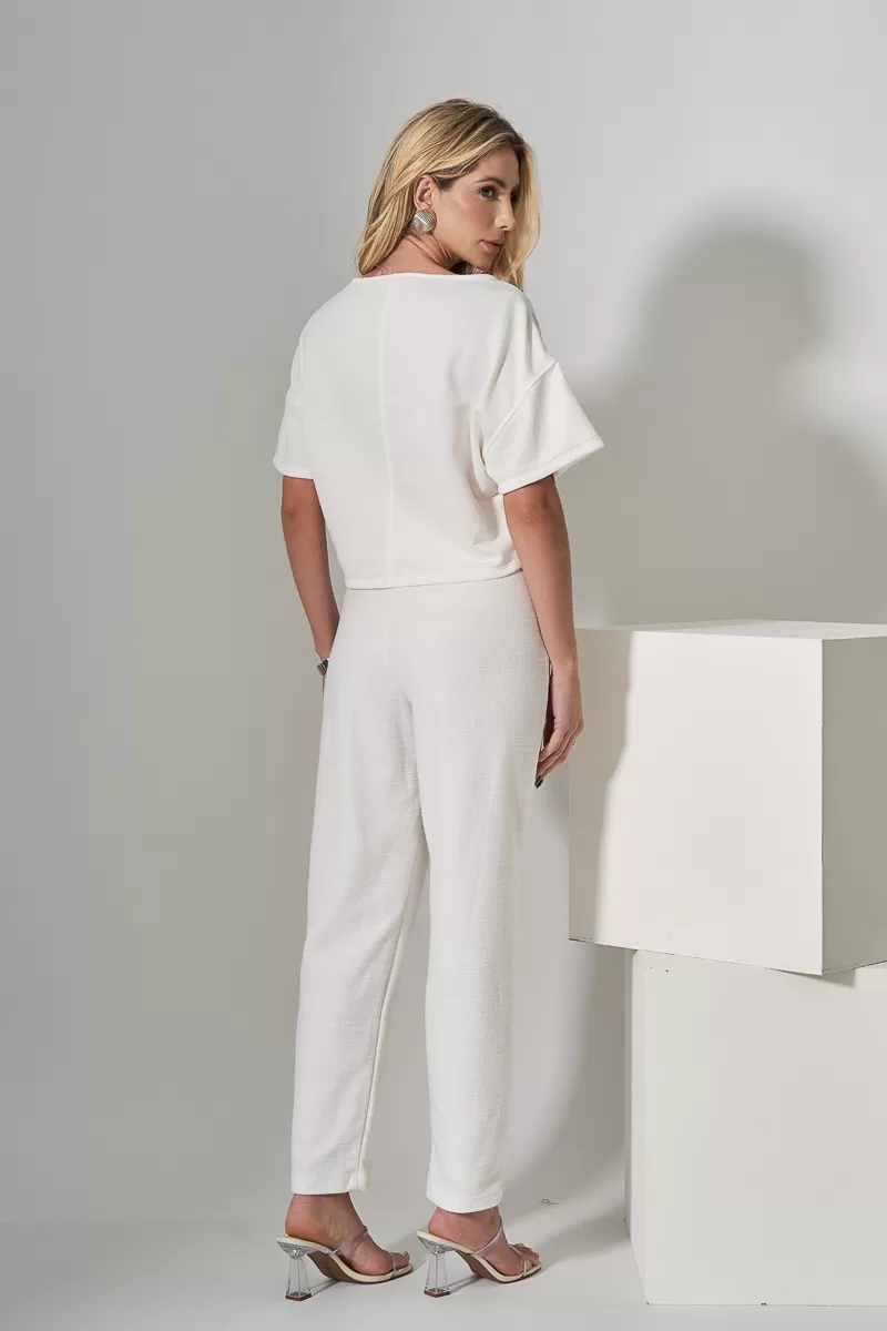 Miss Misses - Blusa Miss Misses Moletinho Manga Curta Offwhite - 54324OFF