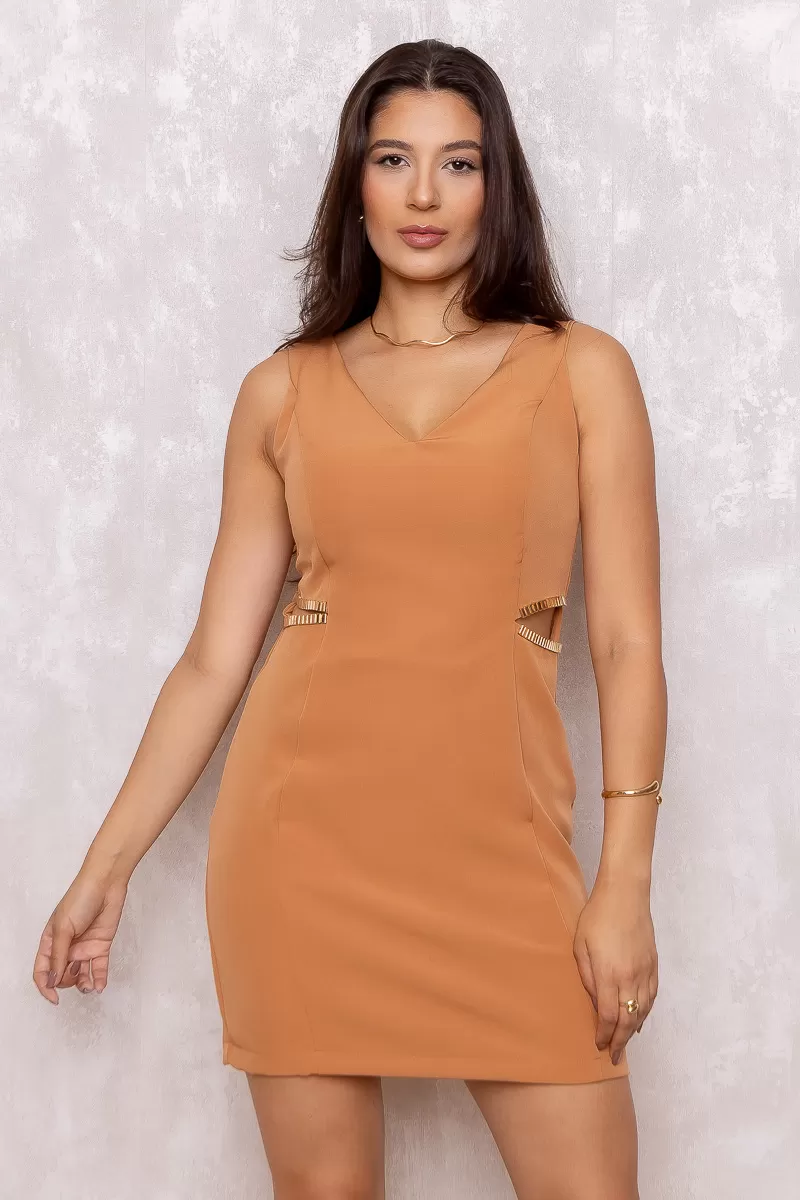 Miss Misses - Dress Miss Misses Hollow Out Tube at the Waist Beige - 80539BEGE
