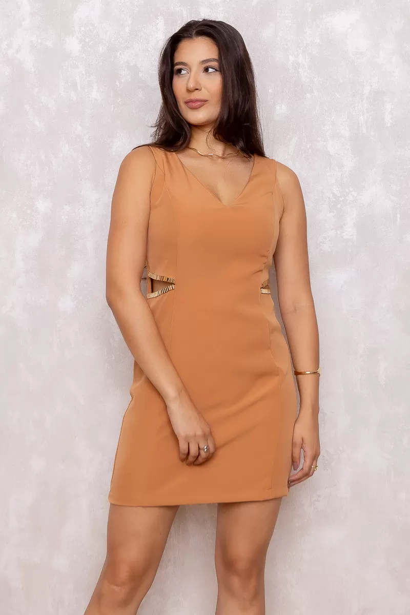 Miss Misses - Dress Miss Misses Hollow Out Tube at the Waist Beige - 80539BEGE