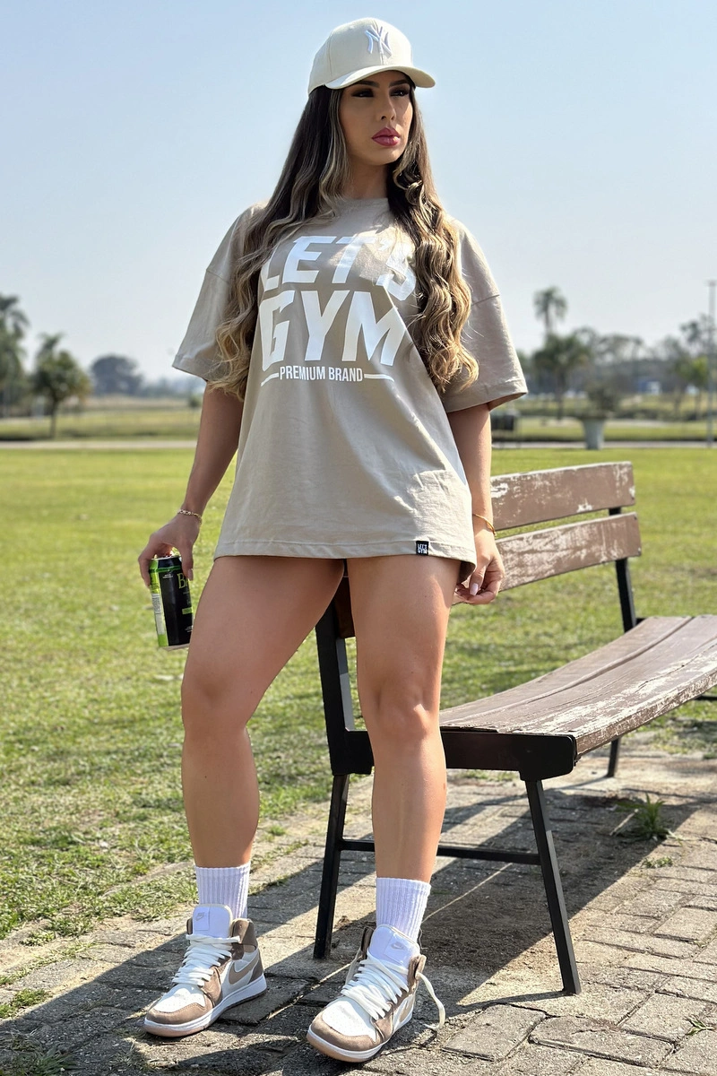 Lets Gym - Camiseta Oversized Nude - 2447ND
