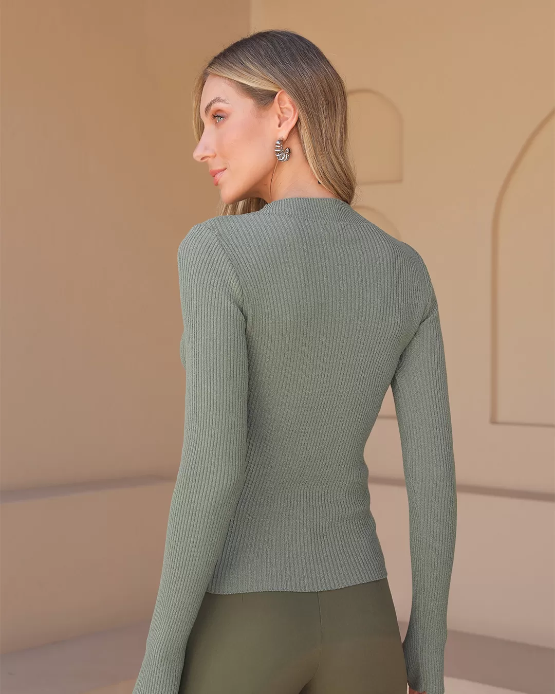 Dot Clothing - Shirt Dot Clothing Green Ribbed Mesh - T194VERDE