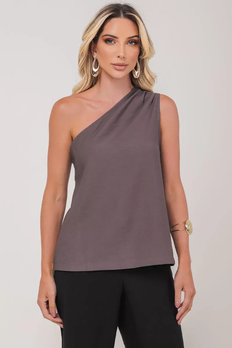 Miss Misses - Miss Misses Shirt with Mixed Shoulder Pleat - 54334022