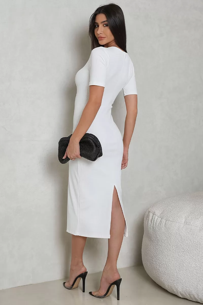 Miss Misses - Dress Miss Misses Ribbed MD V-Neck Off - 54329OFF