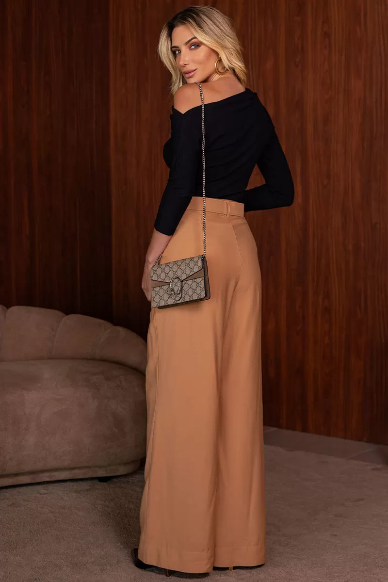 Miss Misses - Calça Miss Misses Alfaiataria C/Cinto Bege - 54299BEGE