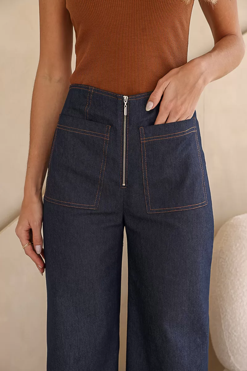 Dot Clothing - Calça Dot Clothing Sarja Pantalona Azul - 2104AZUL