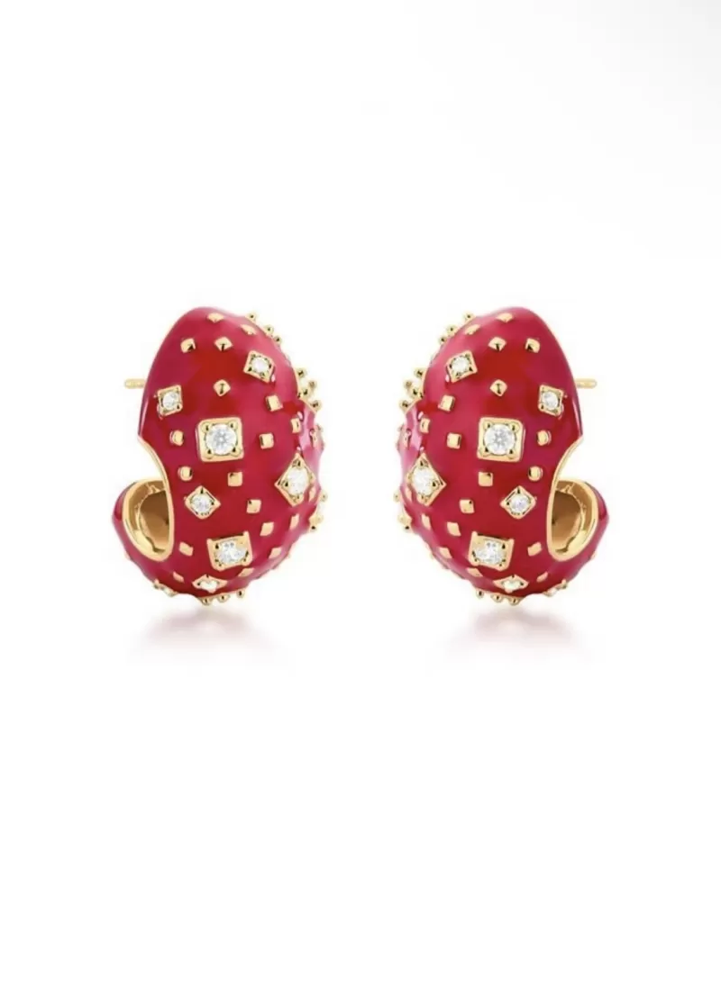 Mikabe - Brinco Meia Argola Esmaltada Vermelho Orion - MK1782