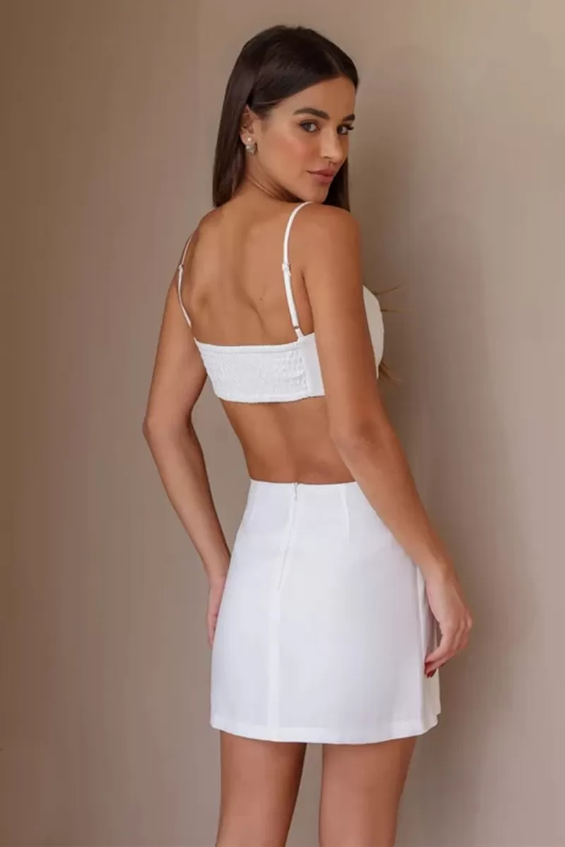 Dot Clothing - Trijunto Dot Clothing Blazer Skirt and Cropped Off White - 2272OFF