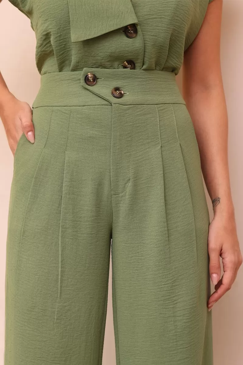 Dot Clothing - Conjunto Dot Clothing Blusa Detalhe Faixa Verde - 2445VERDE