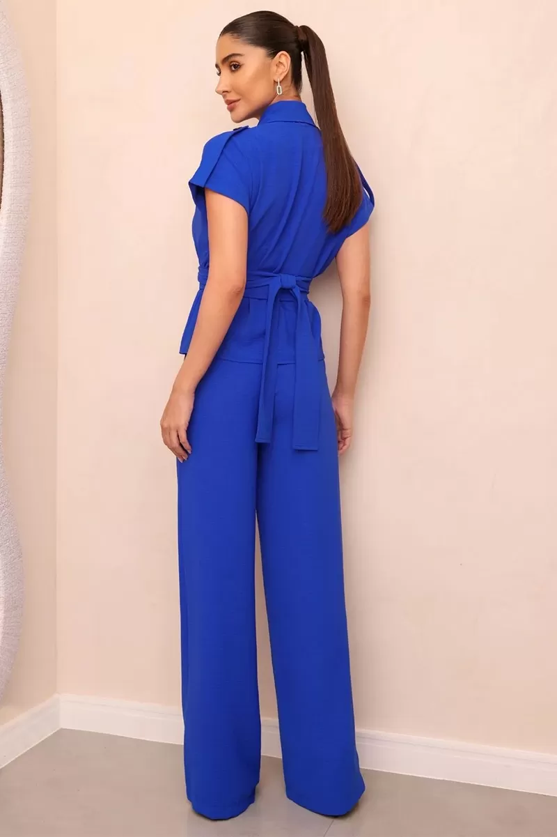 Dot Clothing - Conjunto Dot Clothing Blusa Detalhe Faixa Azul - 2445AZUL