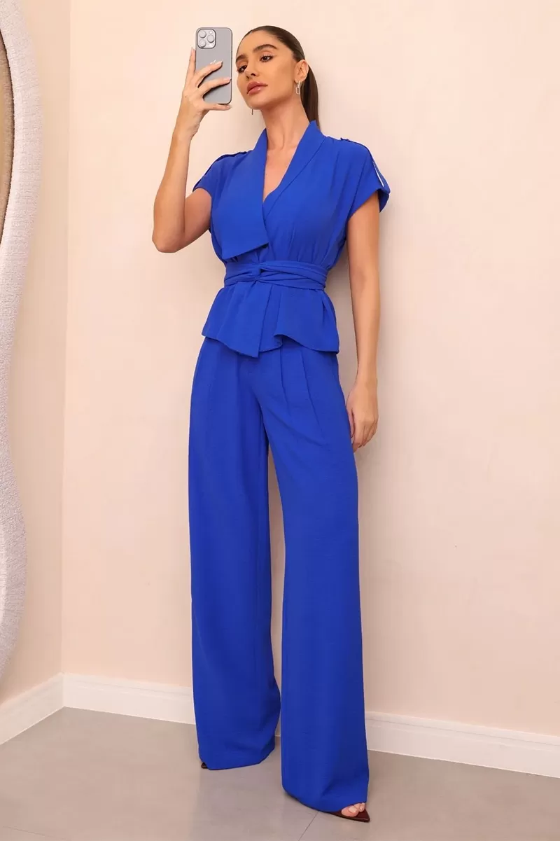 Dot Clothing - Conjunto Dot Clothing Blusa Detalhe Faixa Azul - 2445AZUL