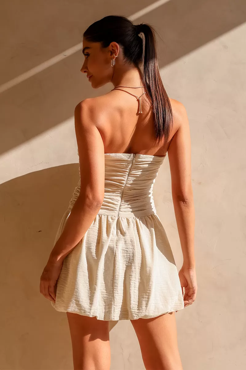 Dot Clothing - Vestido Dot Clothing TQC Balonê Areia - 2465AREIA