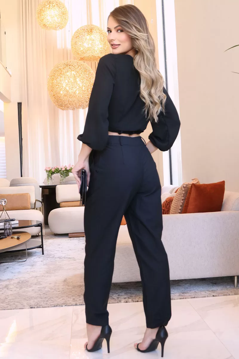 Miss Misses - Blusa Miss Misses Chiffon C/Faixa Preto - 80554PRETO