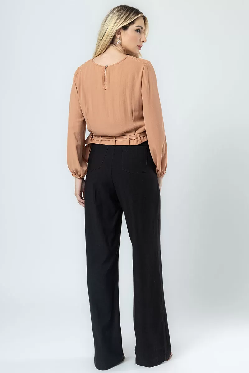 Miss Misses - Blusa Miss Misses Chiffon C/Faixa Bege - 80554BEGE