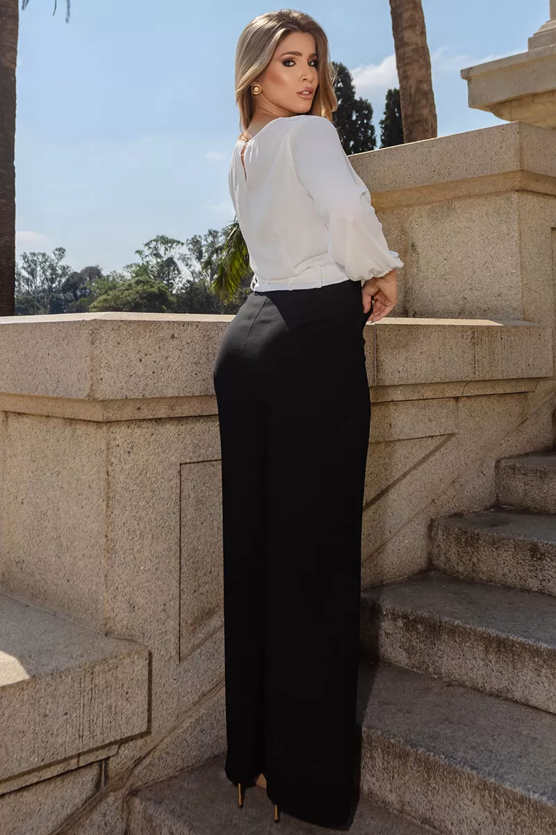 Miss Misses - Blusa Miss Misses Chiffon C/Faixa Branco - 80554OFF