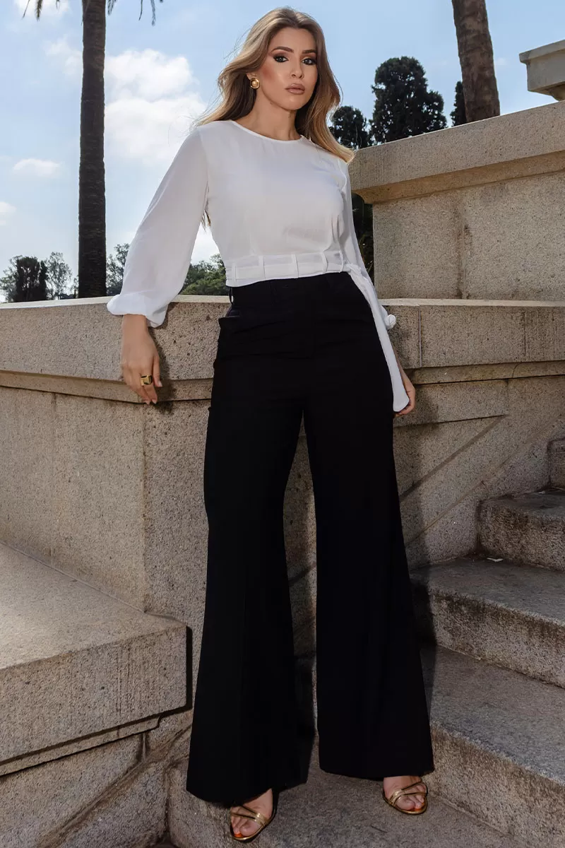 Miss Misses - Blusa Miss Misses Chiffon C/Faixa Branco - 80554OFF