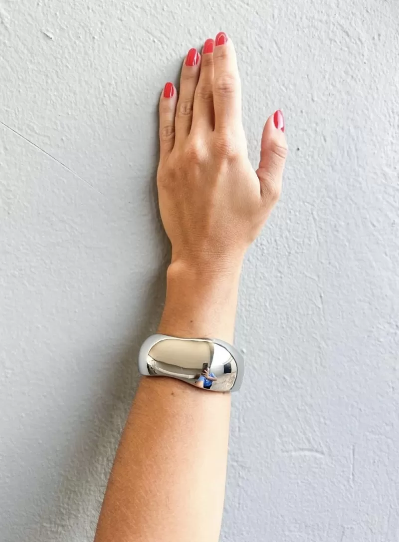 Mikabe - Bracelete Orgânico Grosso Ródio - MK1813